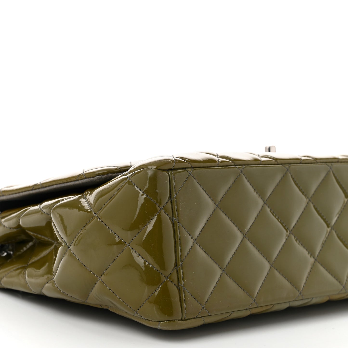Patent Quilted Maxi Single Flap Grey