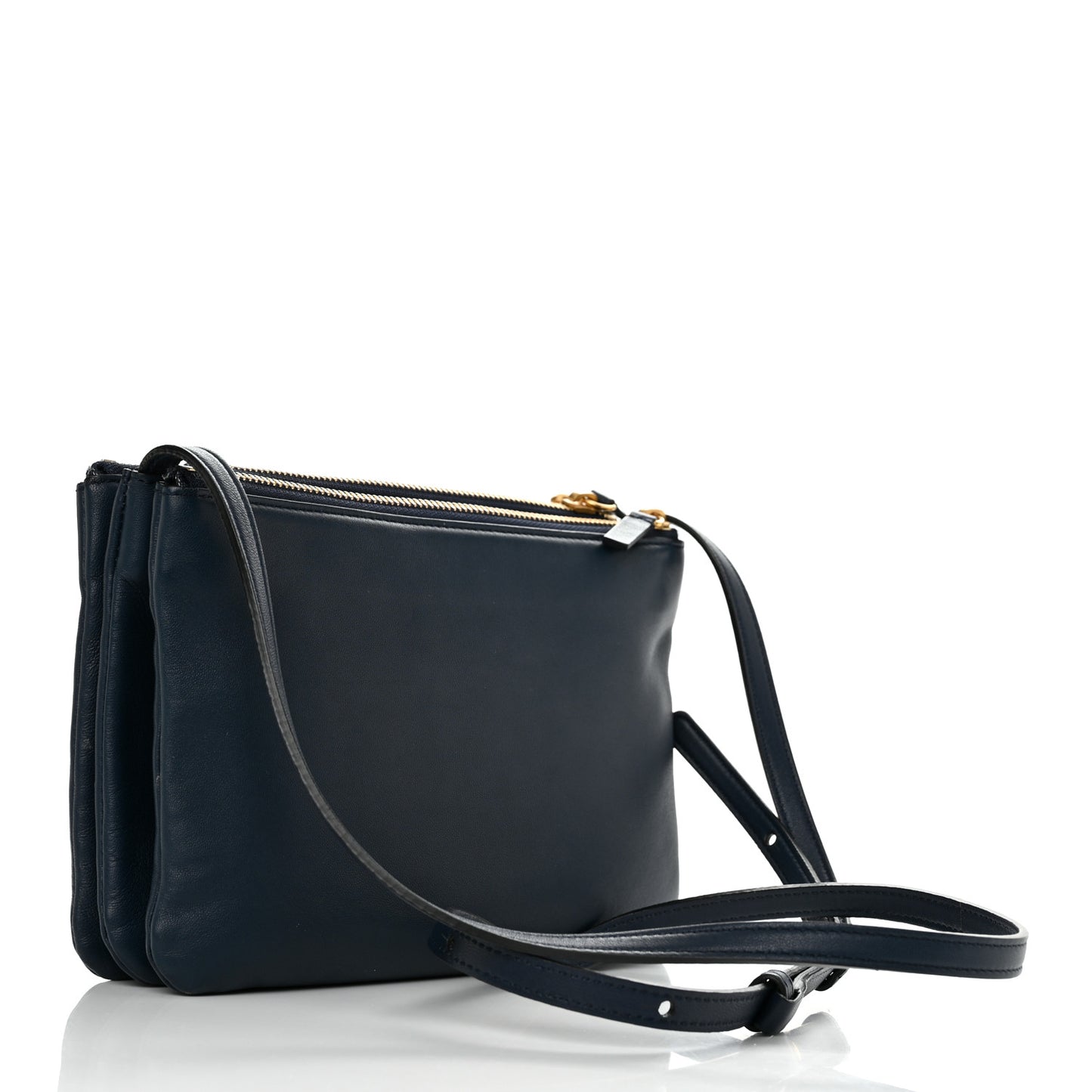 Lambskin Large Trio Crossbody Bag Navy Blue