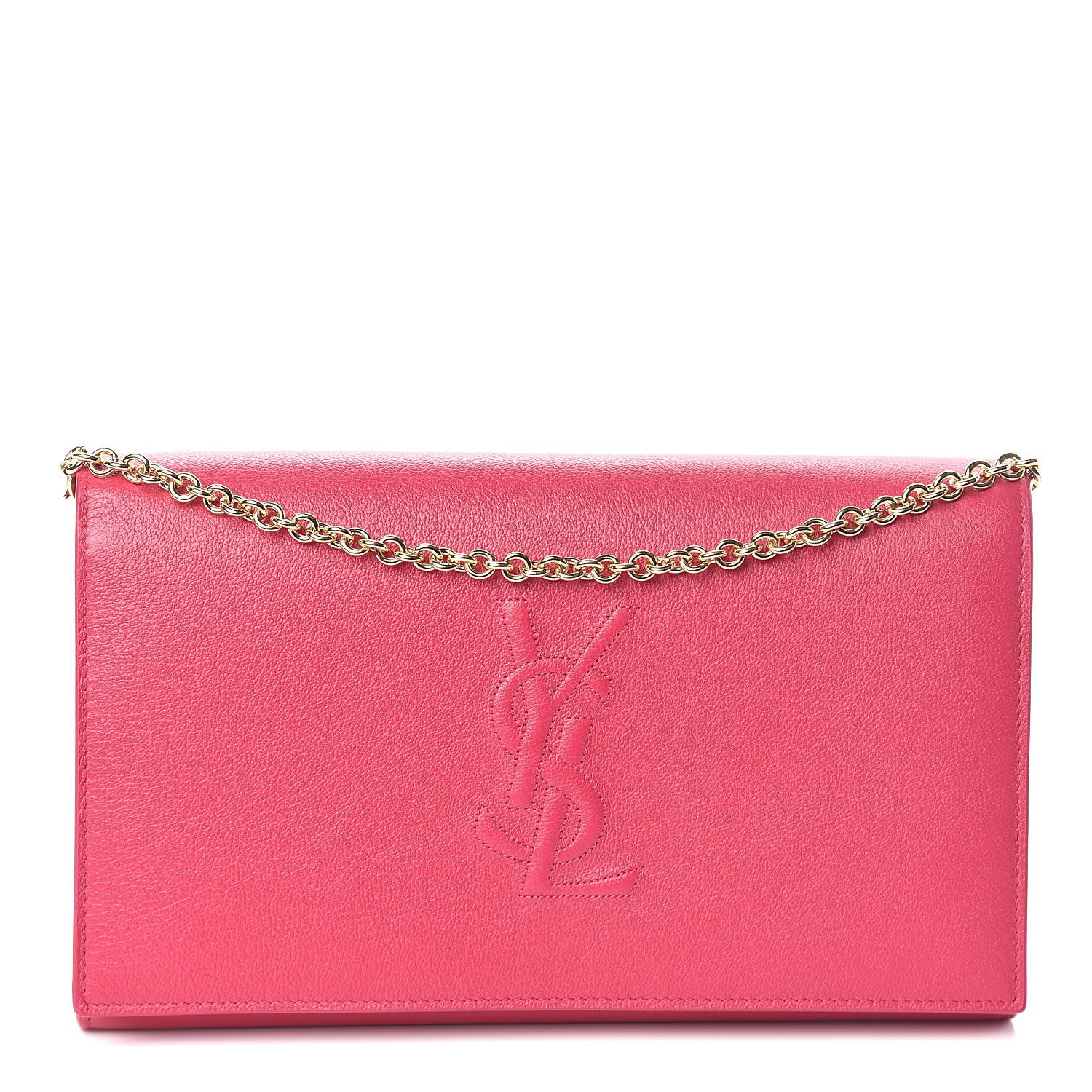 Saint Laurent Calfskin Belle de Jour Chain Clutch Fushia 1 of 9