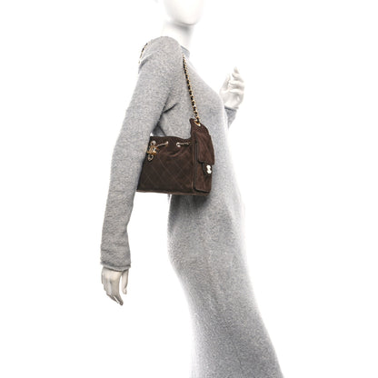 Chanel Suede Quilted Mini Chanel 25 Handbag Dark Brown 3 of 21