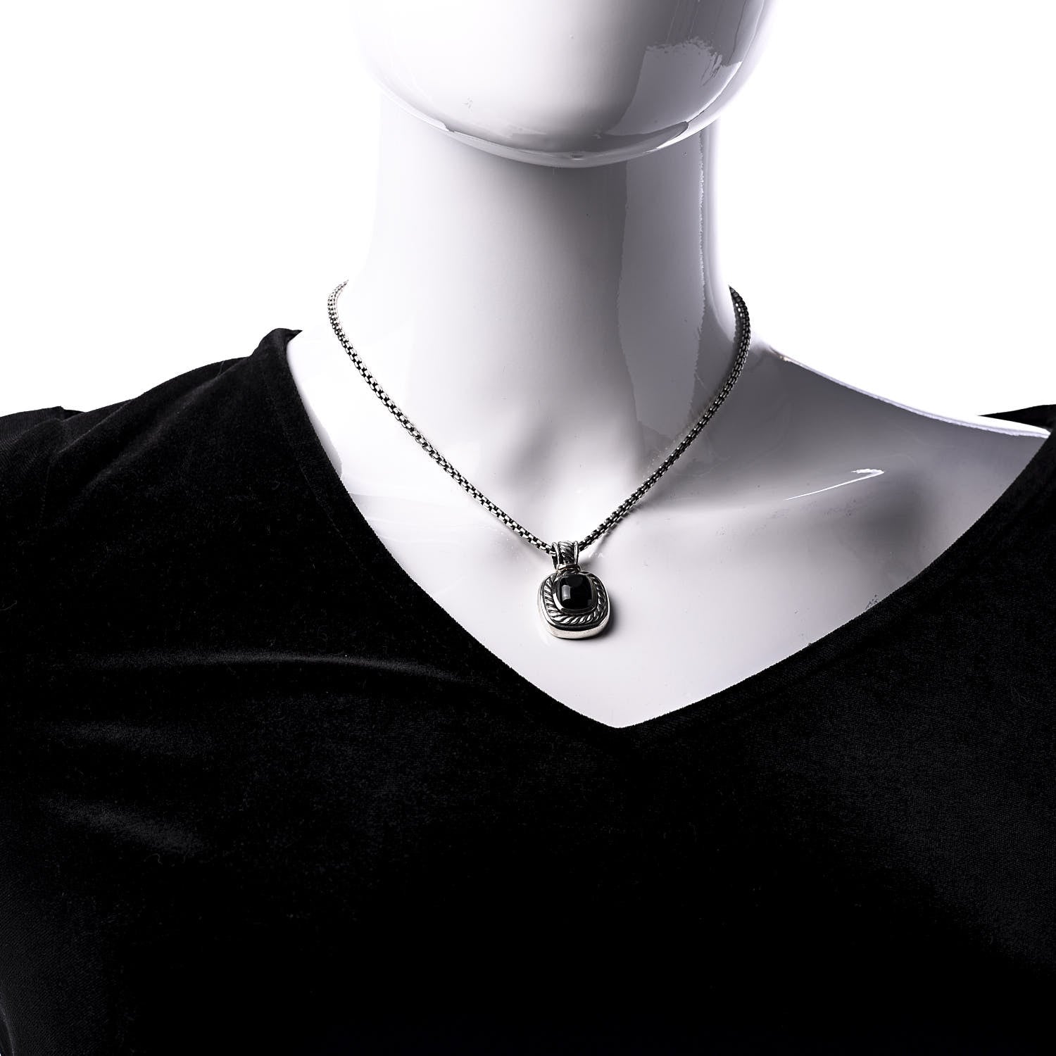 David Yurman Sterling Silver 14K Yellow Gold Black Onyx Albion Pendant Necklace 3 of 7