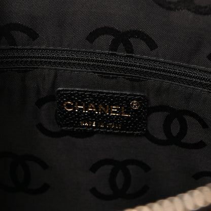 Chanel Caviar Stitched Chocolate Bar Shopping Tote Black 6 of 9