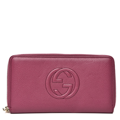 Gucci Pebbled Calfskin Soho Zip Around Wallet Peonia Flower 1 of 10