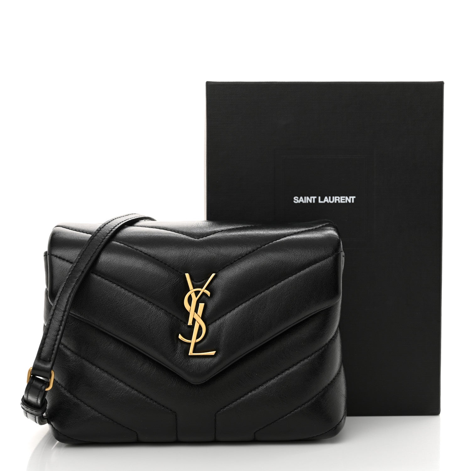 Saint Laurent Calfskin Y Quilted Monogram Toy Loulou Crossbody Bag Black 12 of 12