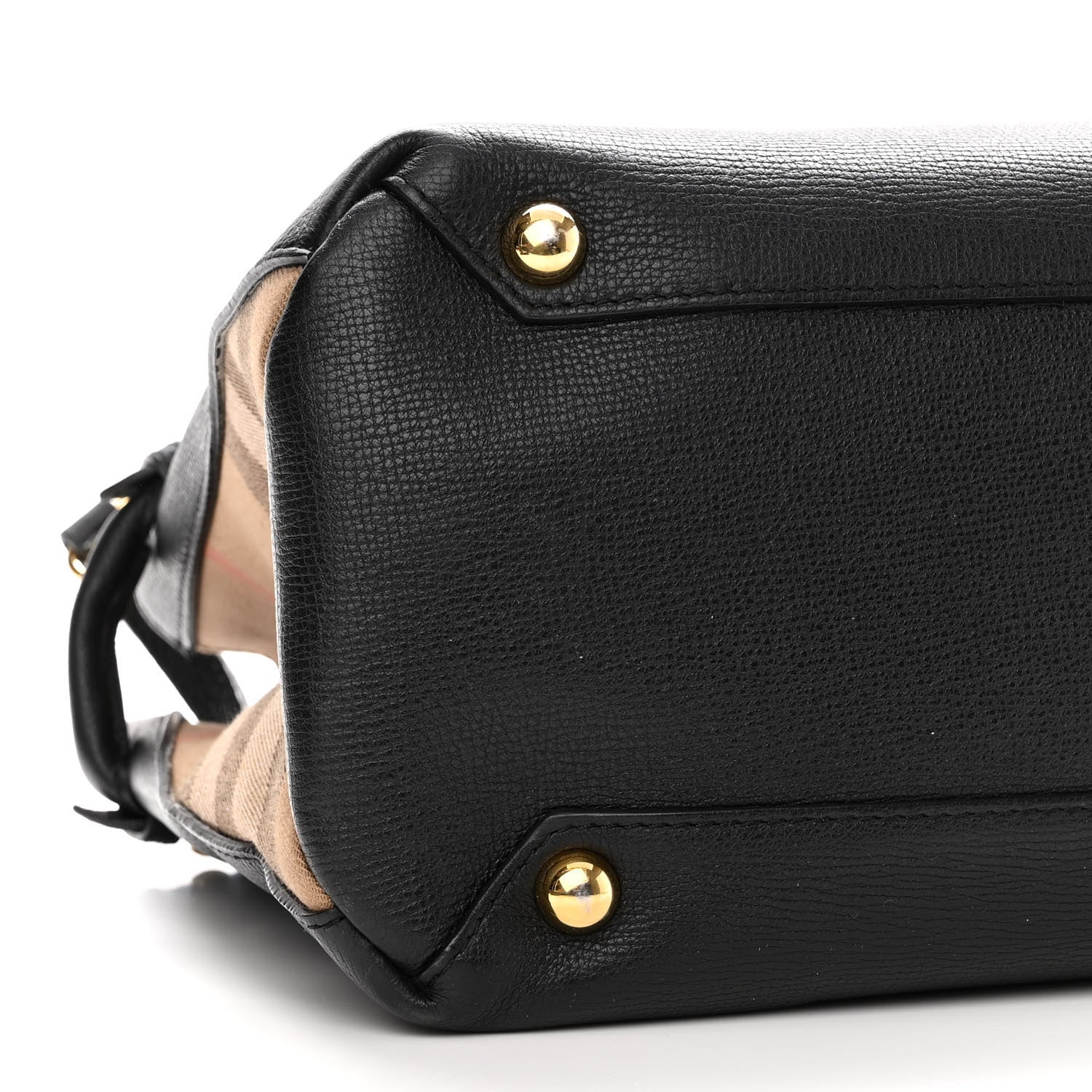 Burberry Grainy Calfskin House Check Medium Banner Tote Black 8 of 13