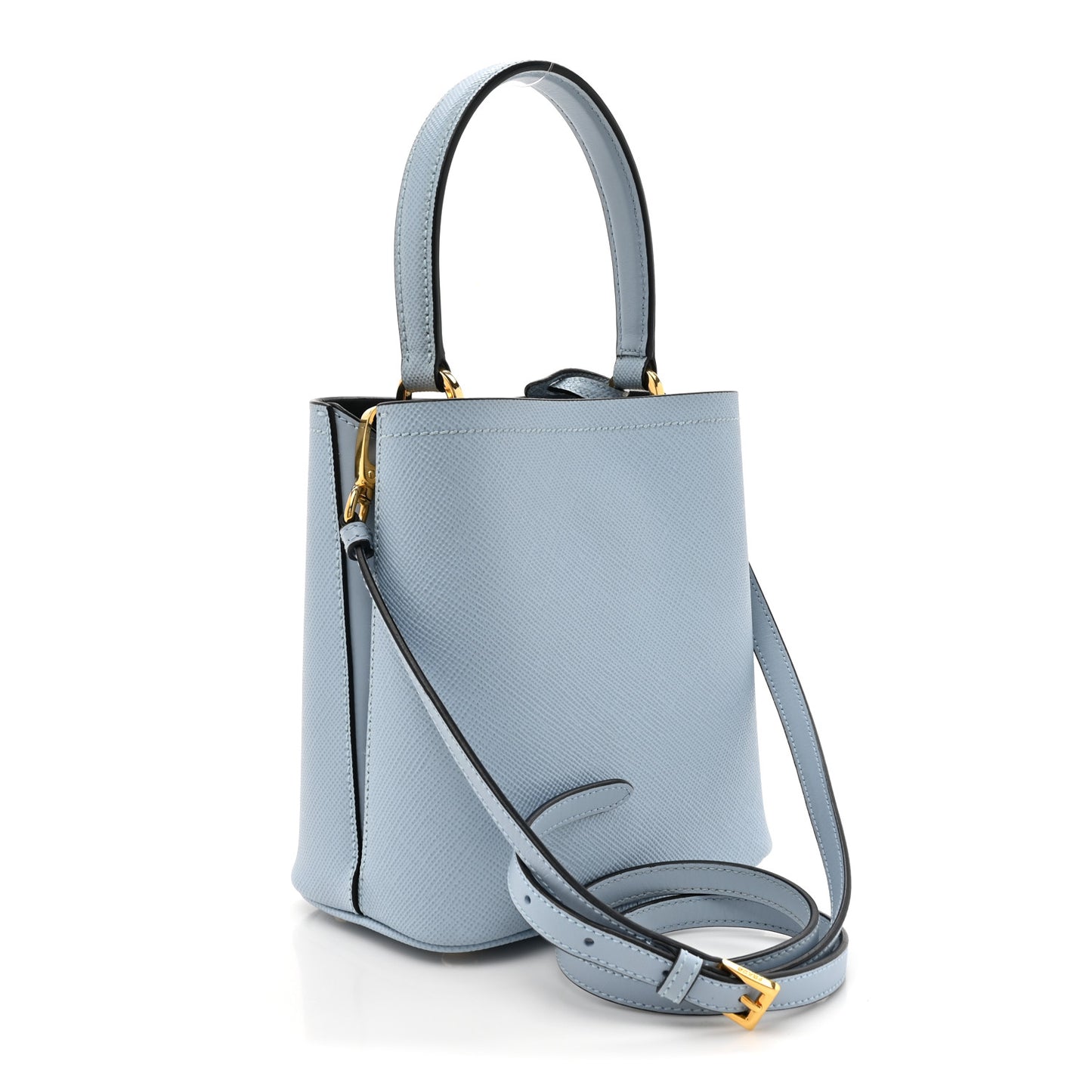 Saffiano Cuir Calfskin Small Panier Bucket Bag Astrale Black