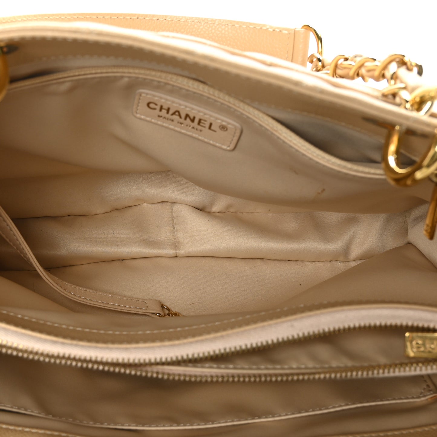 Caviar Quilted Grand Shopping Tote GST Beige