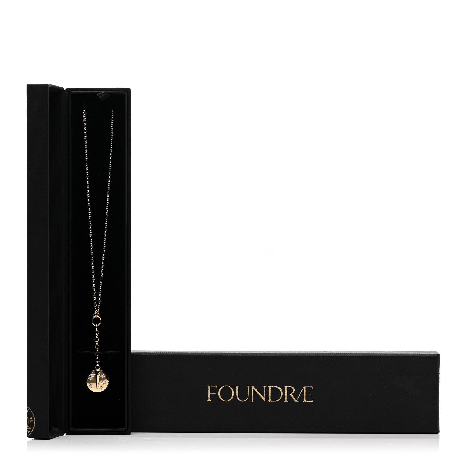 Foundrae 18K Yellow Gold Diamond Small Resilience Medallion Mixed Belcher Extension Chain Necklace 6 of 6