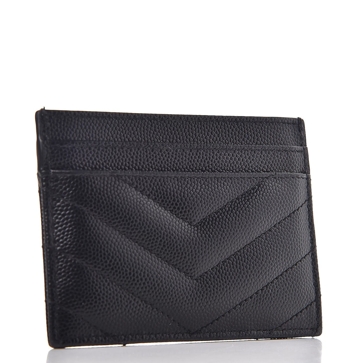 Grain De Poudre Matelasse Chevron Monogram Credit Card Case Black