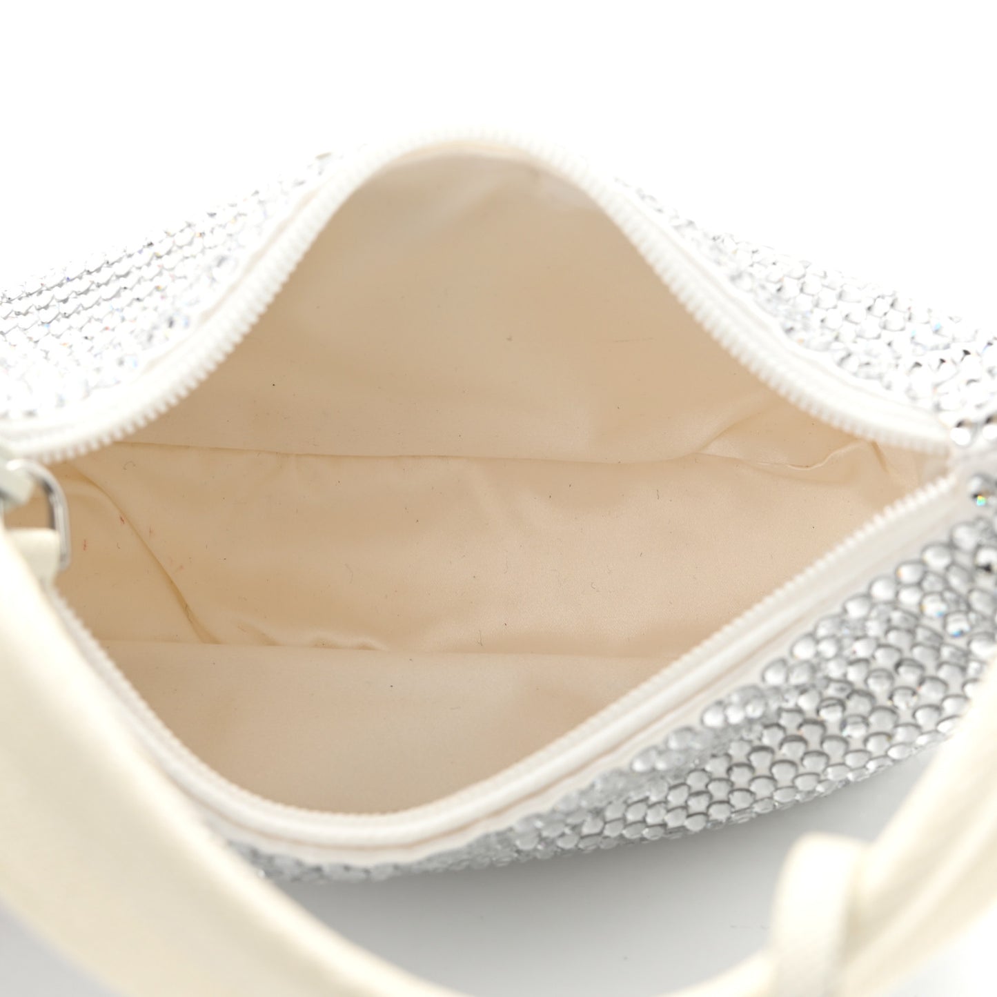 Satin Crystal Mini Re-Edition 2000 Bag White