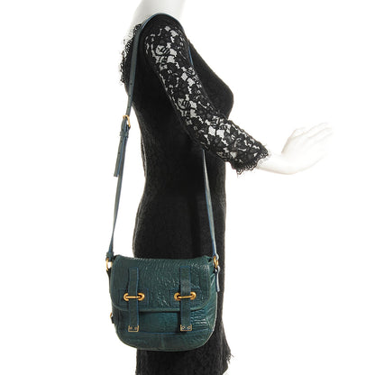 Saint Laurent Pebbled Leather Mini Besace Messenger Bag Turquoise 2 of 7