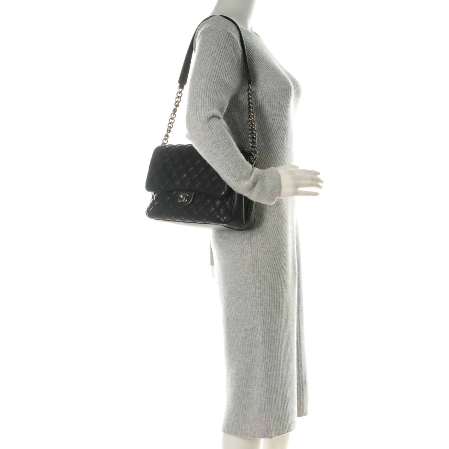 Chanel Caviar Quilted Medium Rock In Rome Single Flap Black 2 of 8