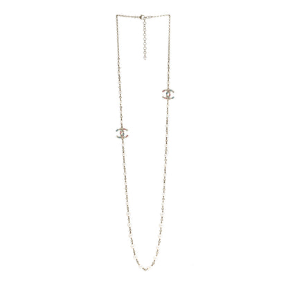 Chanel Pearl Crystal CC Long Necklace Gold Multicolor 3 of 5