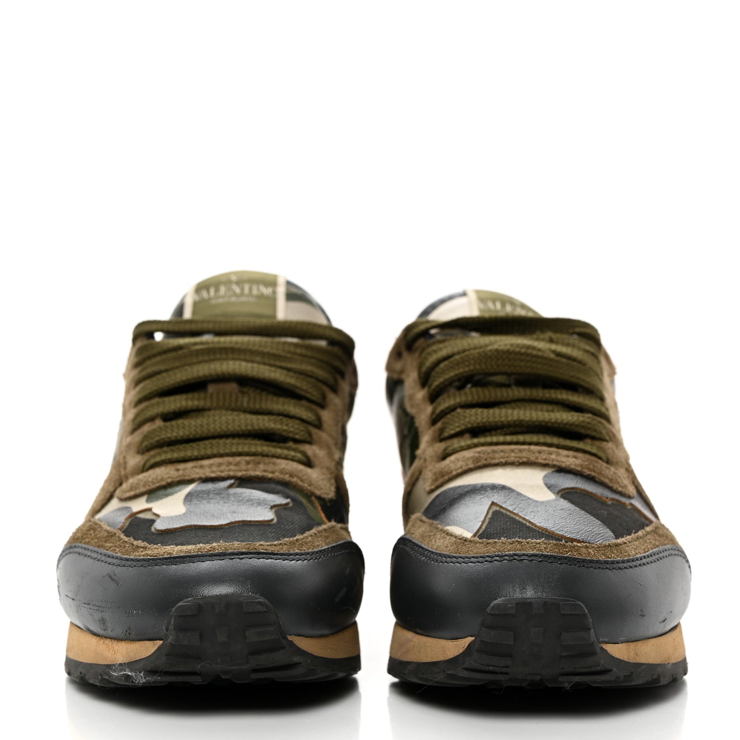 Nappa Fabric Suede Camouflage Womens Rockrunner Sneakers 36.5 Army Green Platino