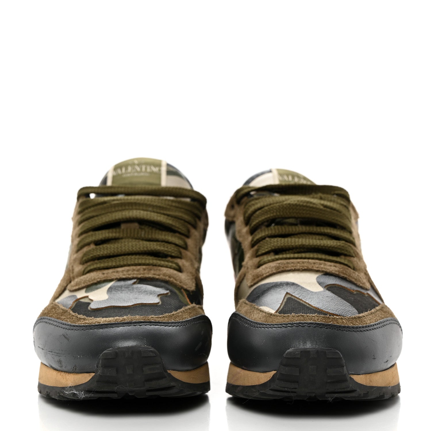 Valentino Garavani Nappa Fabric Suede Camouflage Womens Rockrunner Sneakers 36.5 Army Green Platino 3 of 9