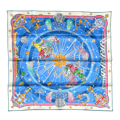 Hermes Silk Chorus Stellarum Scarf 70 Gris Perle Bleu Azur 1 of 5