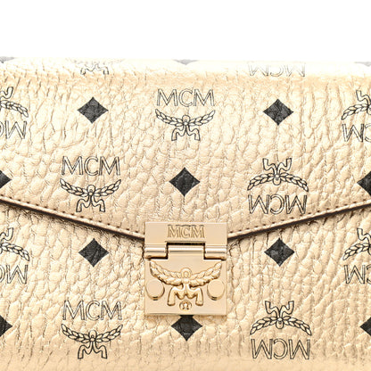 MCM Metallic Visetos Medium Millie Crossbody Bag Berlin Gold 7 of 9