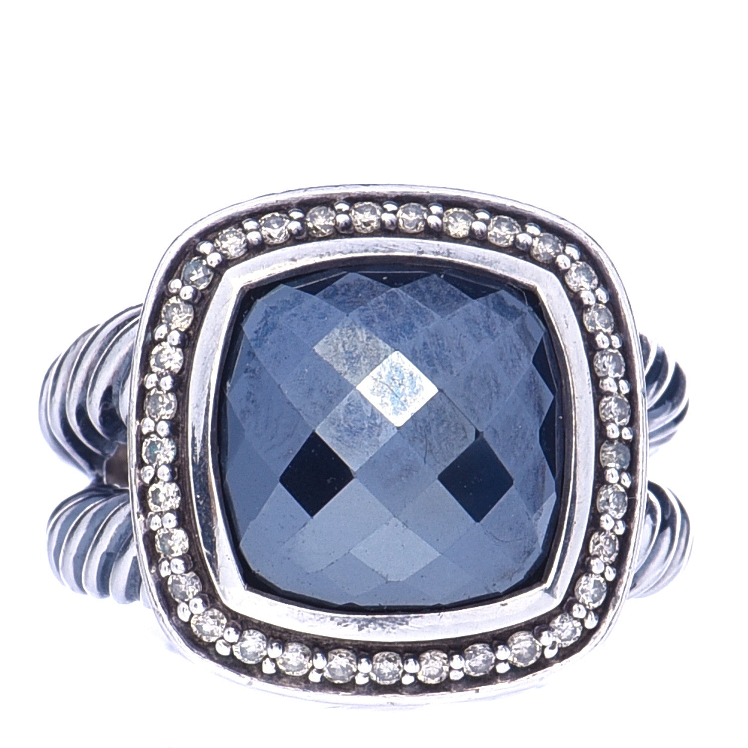 David Yurman Sterling Silver Diamond Hematite 11mm Albion Ring 52 6 1 of 6