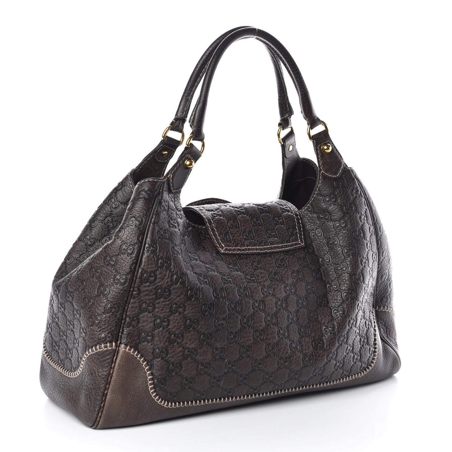 Guccissima Large New Pelham Shoulder Bag Dark Brown