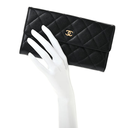 Chanel Caviar Quilted Large Flap Wallet Black 2 of 9