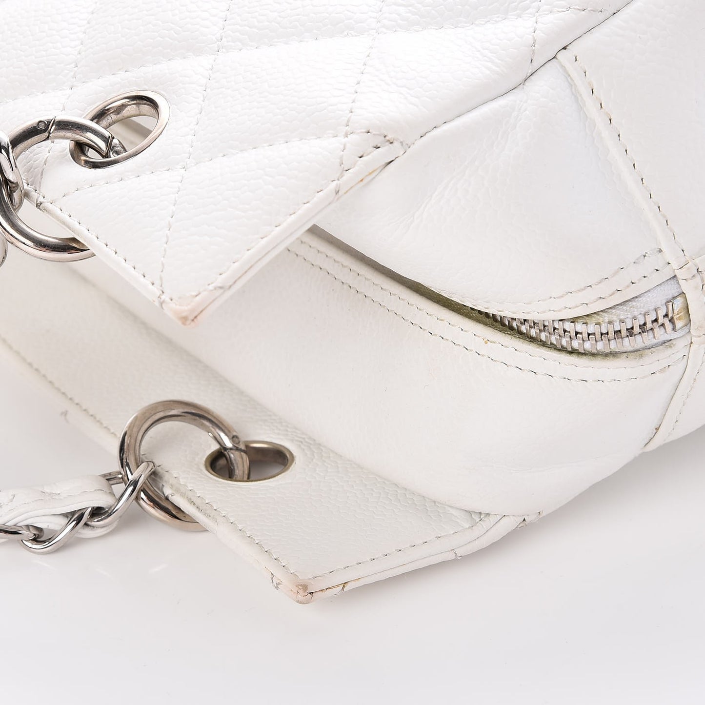 Caviar Quilted Petit Timeless Tote PTT White