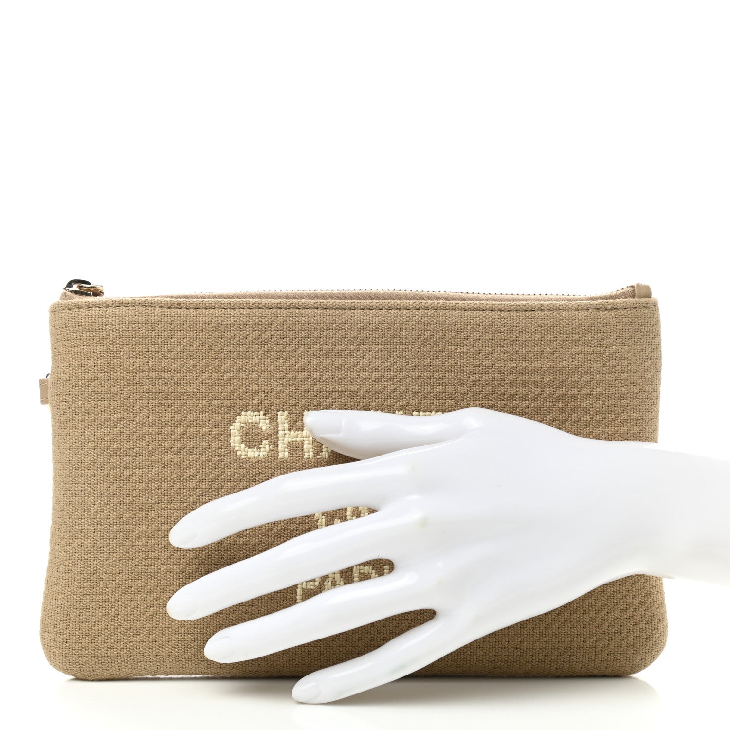 Chanel Mixed Fibers Small Deauville Pouch Beige 2 of 6