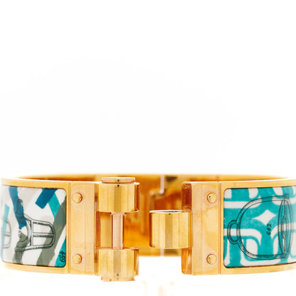 Hermes Enamel Printed Wide Manufacture Boucleries Hinged Bracelet M 3 of 5