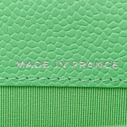 Chanel Caviar Chevron Quilted Flap Card Holder Green 7 of 9