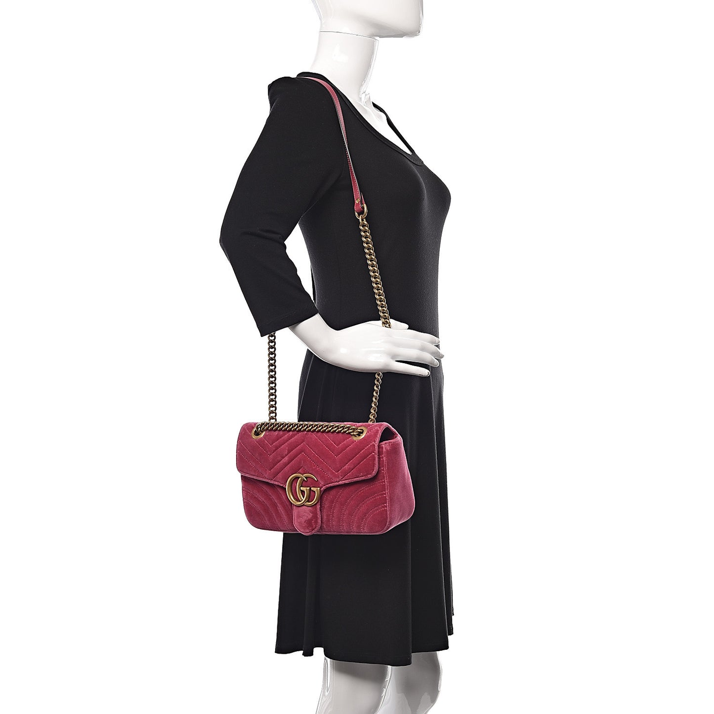 Velvet Matelasse Small GG Marmont Shoulder Bag Light Raspberry Rose