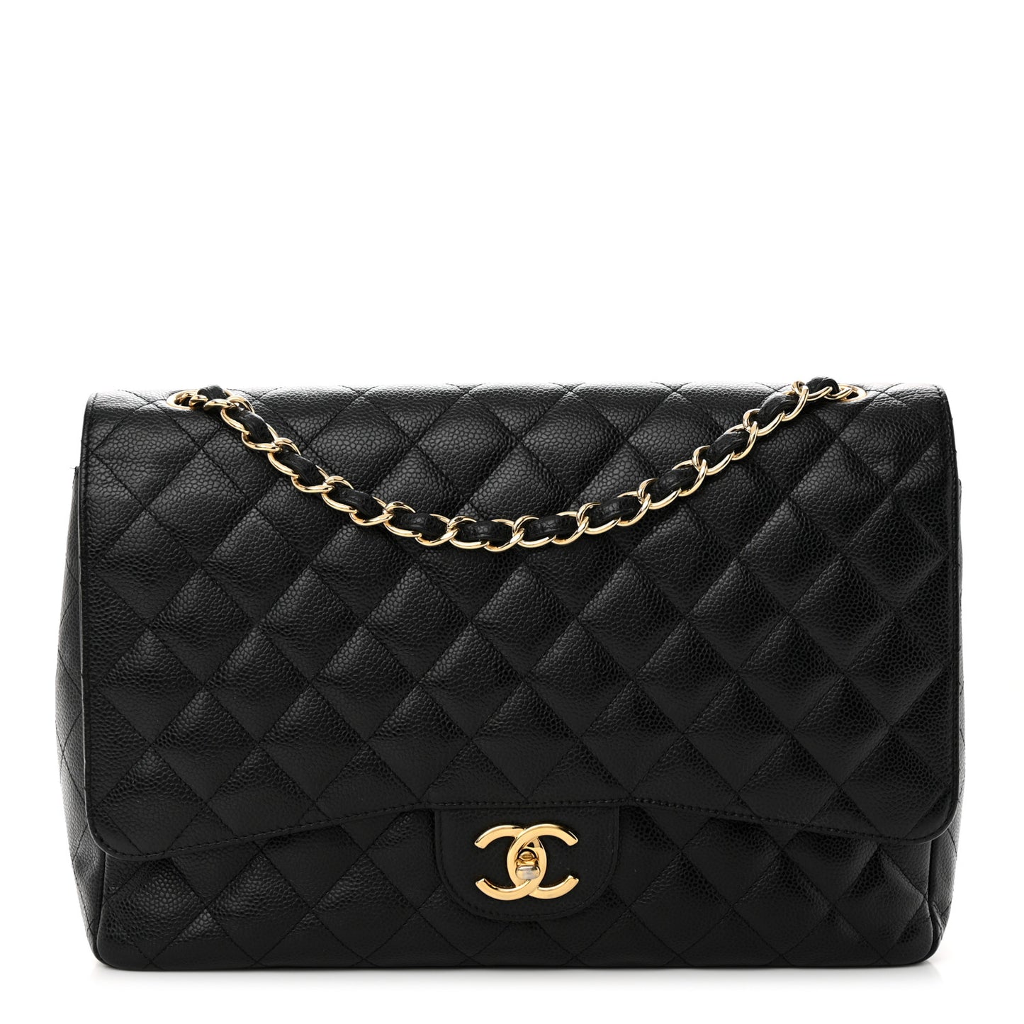 Caviar Quilted Maxi Double Flap Black