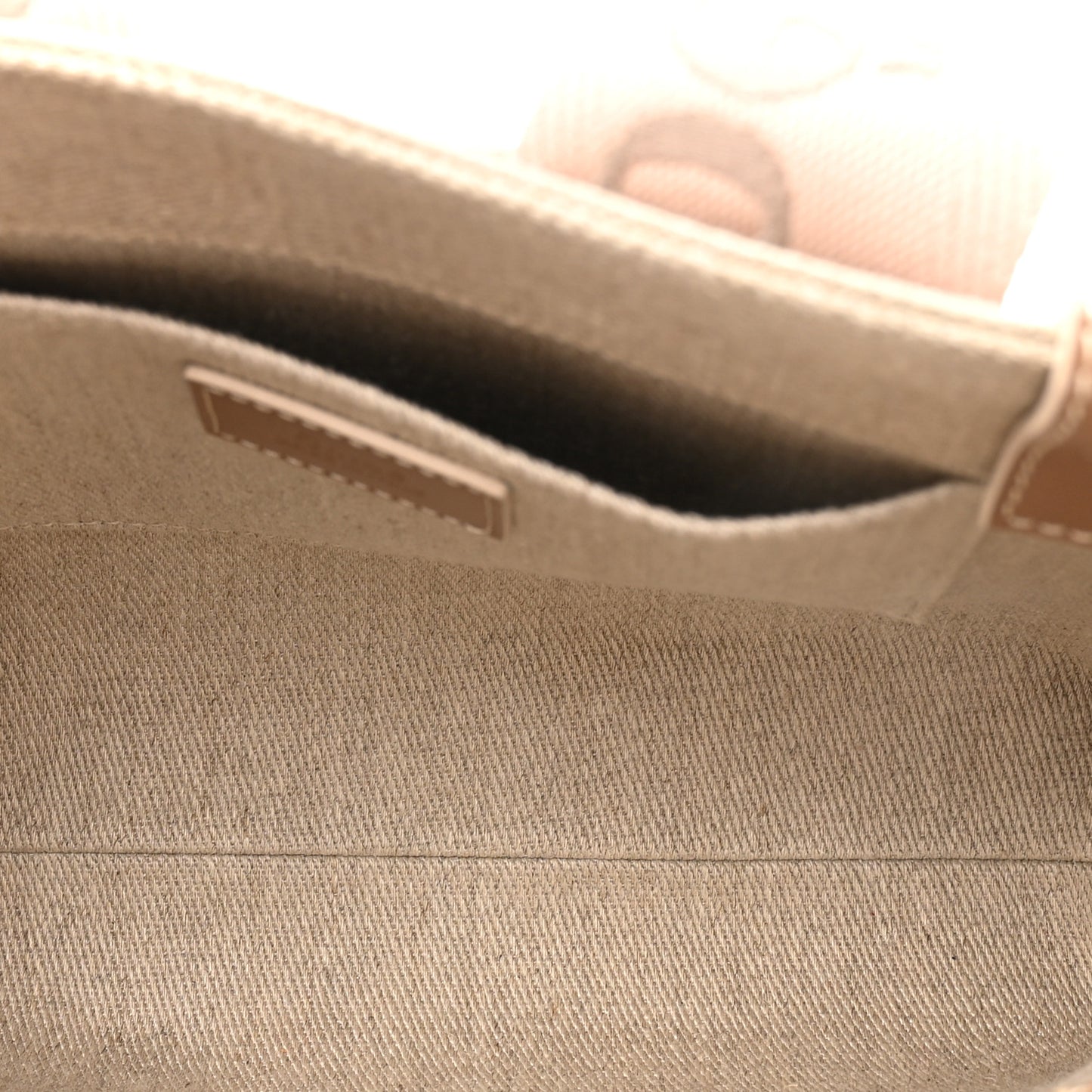 Cotton Calfskin Small Woody Ribbon Tote With Strap Blushy Beige