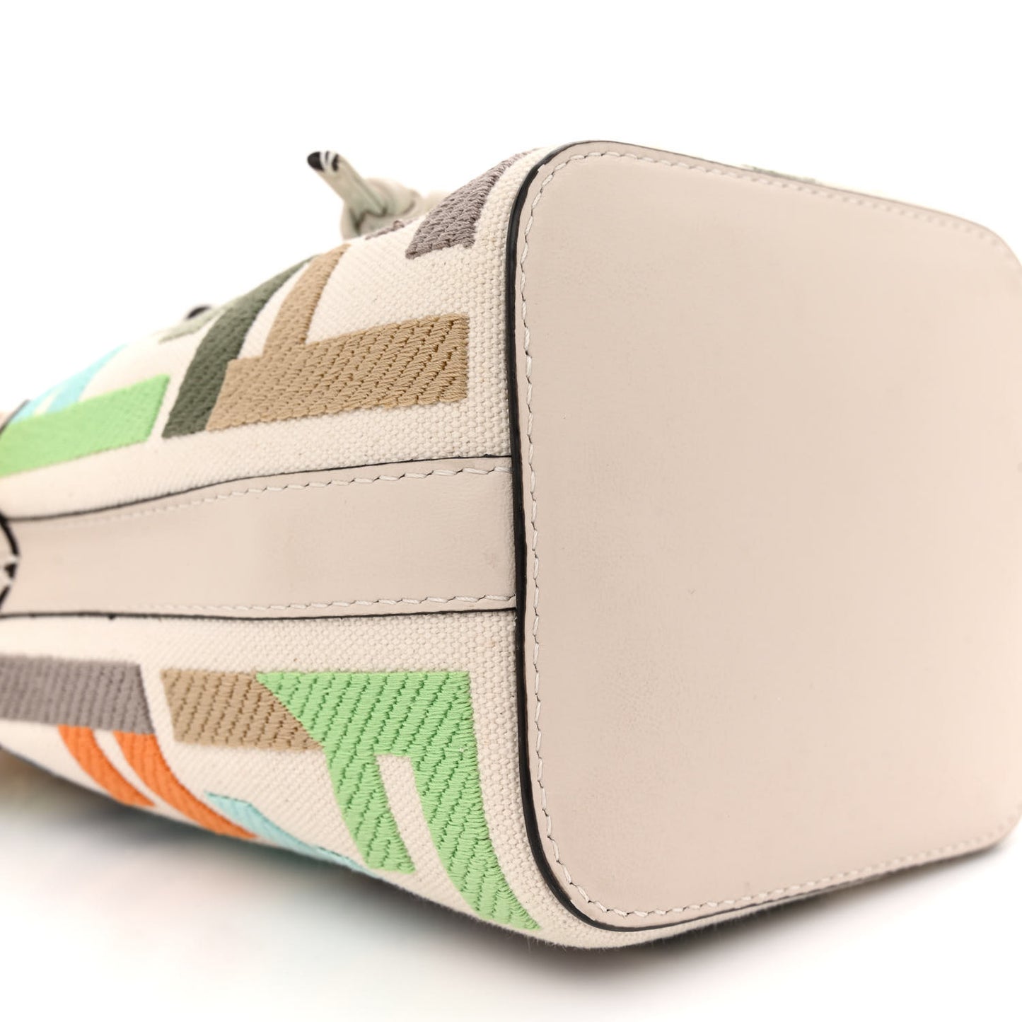 Canvas Vitello Grace F is Fendi FF Multicolor Embroidered Mini Mon Tresor Bucket Bag Grezzo Multicolor Latte