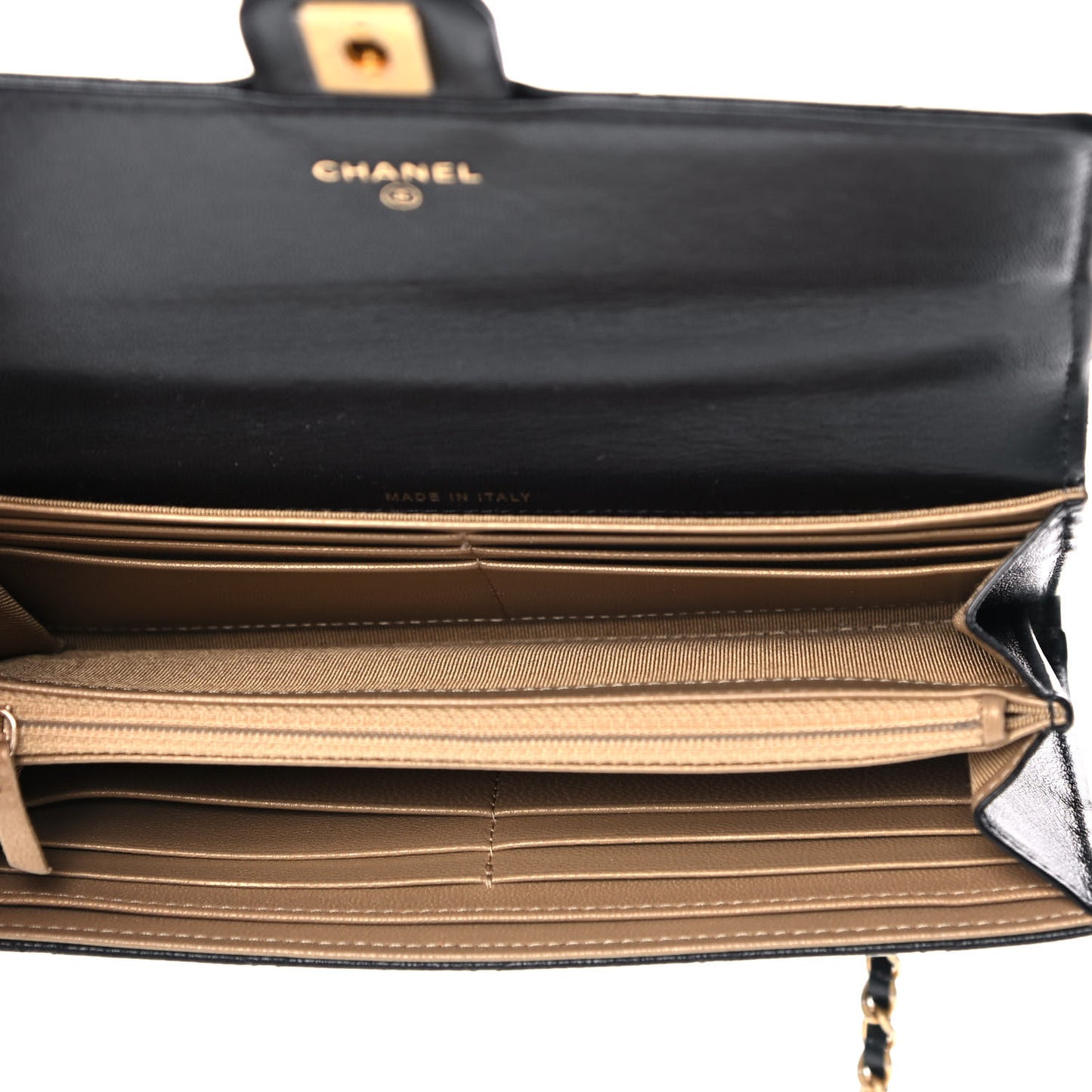 Goatskin Quilted Chic Pearls Clutch With Chain Black