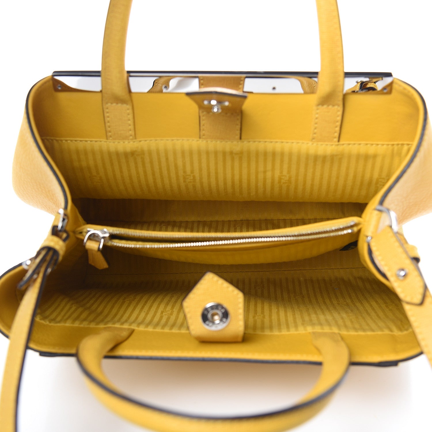 Fendi Vitello Elite Petite 2Jours Tote Mustard 5 of 10