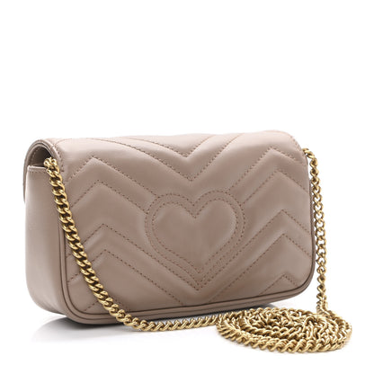 Gucci Calfskin Matelasse Super Mini GG Marmont Shoulder Bag Porcelain Rose 3 of 10