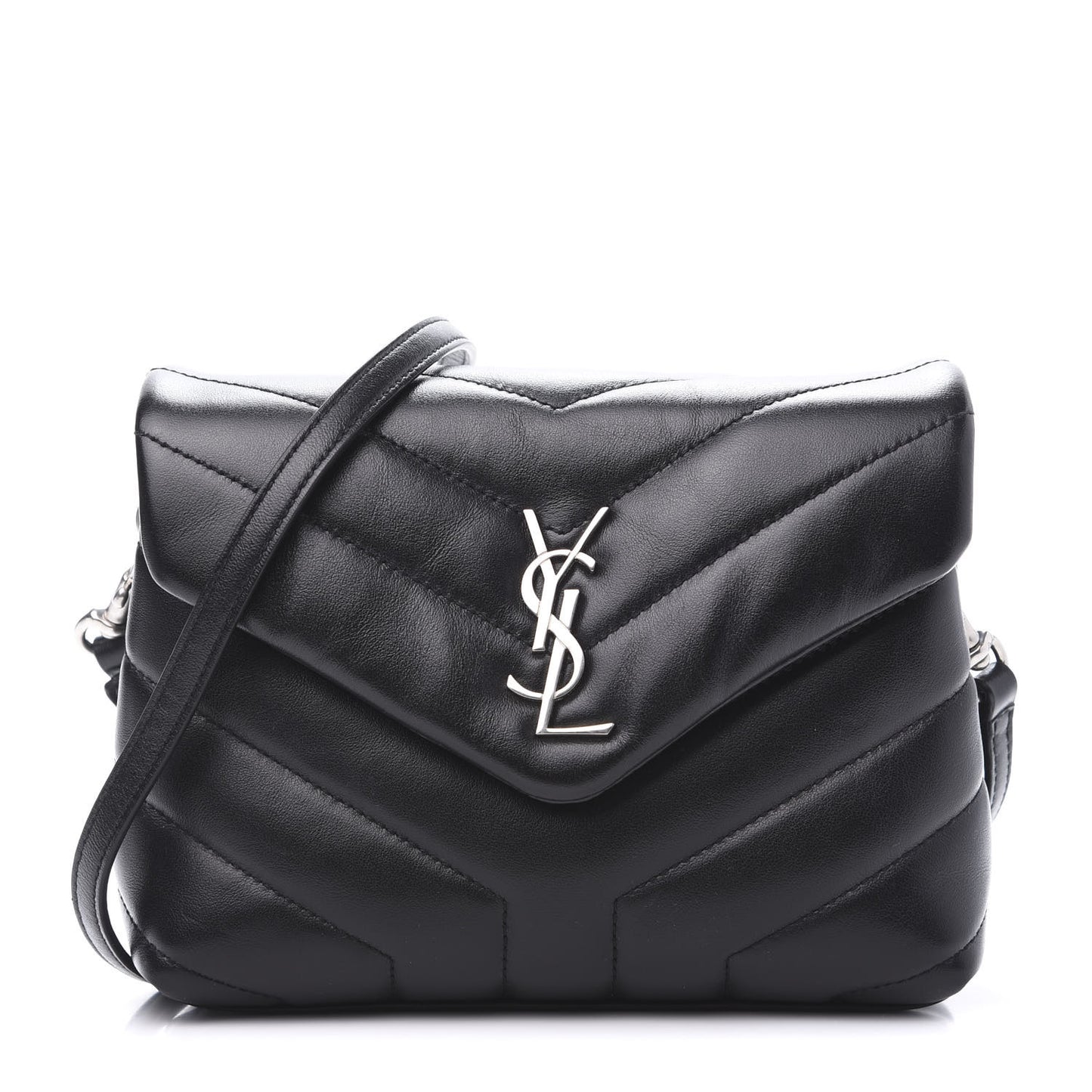 Calfskin Y Quilted Monogram Toy Loulou Crossbody Bag Black