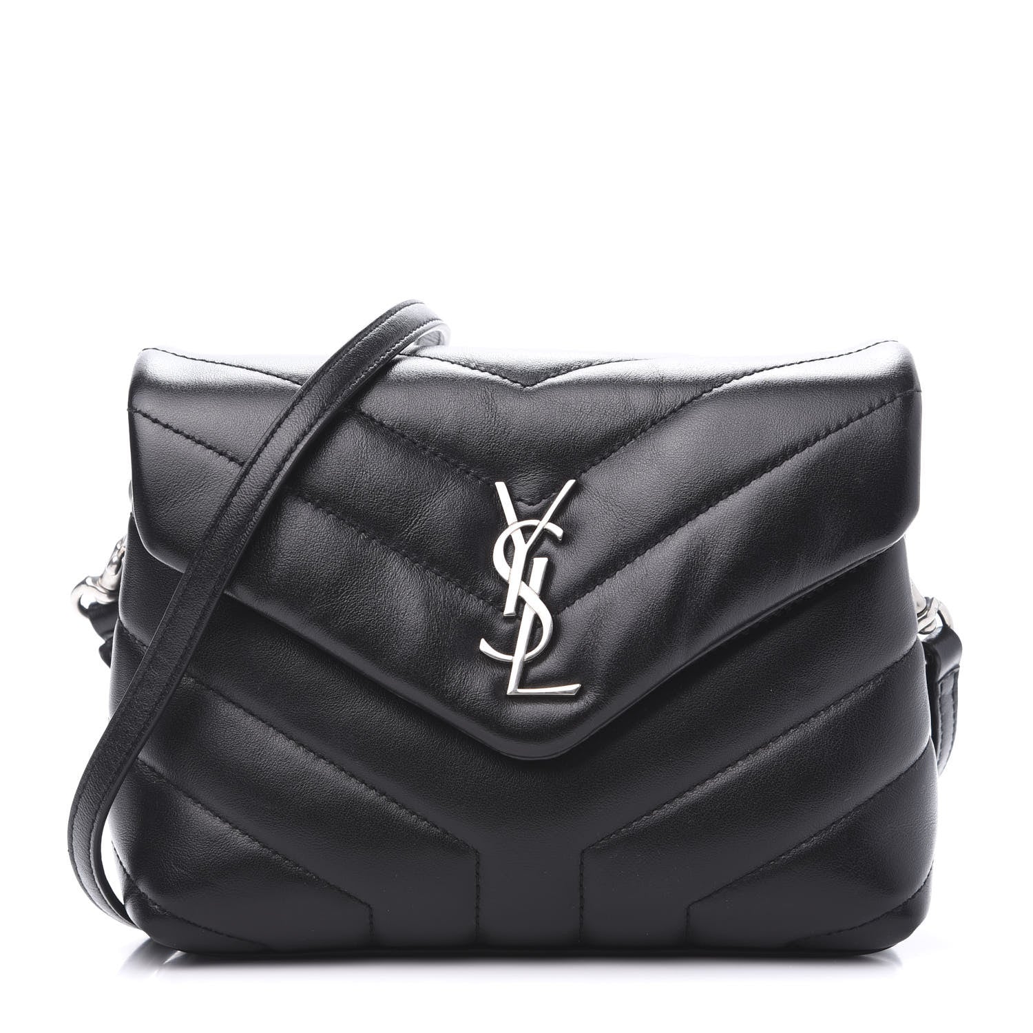 Saint Laurent Calfskin Y Quilted Monogram Toy Loulou Crossbody Bag Black 1 of 12