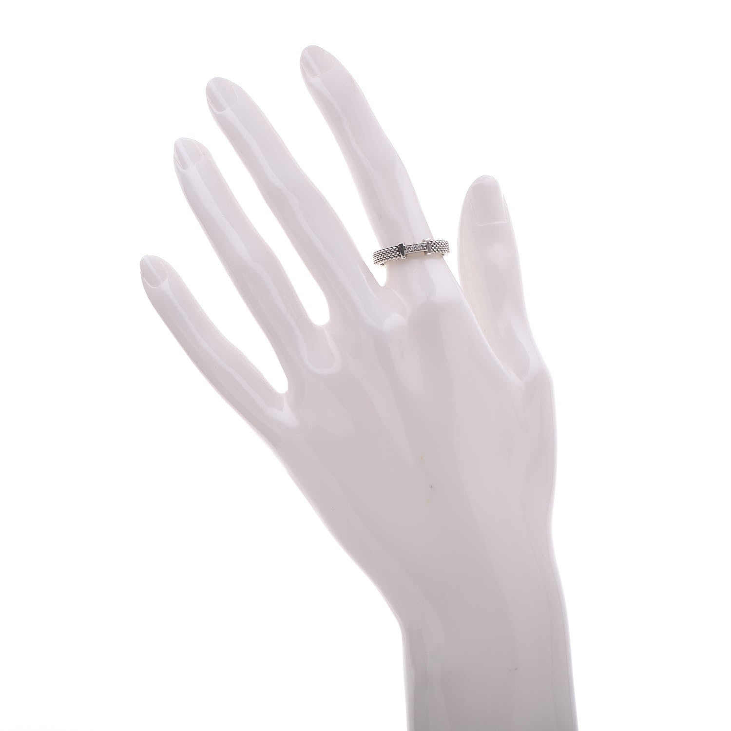 Tiffany Sterling Silver Diamond Narrow Somerset Ring 52 6 2 of 4