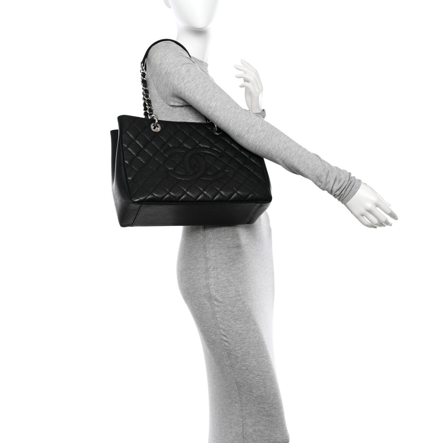 Caviar Quilted Grand Shopping Tote GST Black