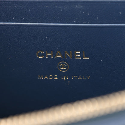 Chanel Caviar Quilted Top Handle Slim Vanity With Chain Navy 6 of 12