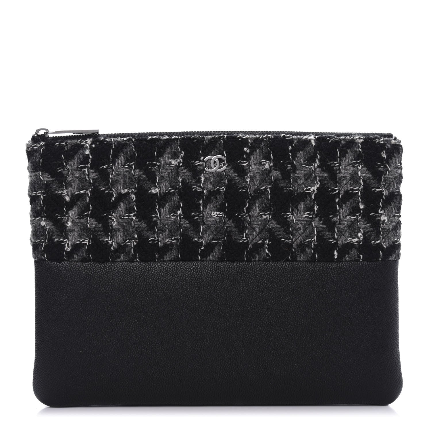 Chanel Caviar Tweed Quilted Medium Cosmetic Pouch Black 1 of 10