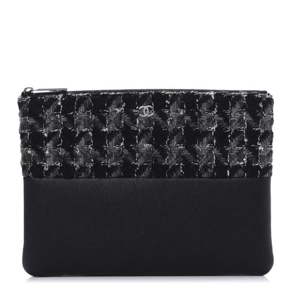 Chanel Caviar Tweed Quilted Medium Cosmetic Pouch Black 1 of 10