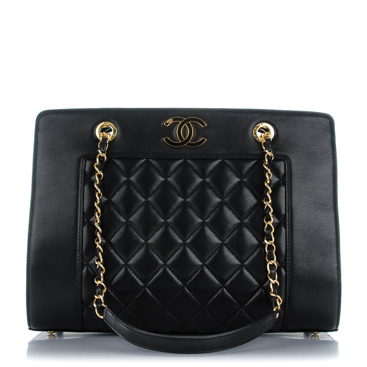 Chanel Sheepskin Quilted Mademoiselle Vintage Shopping Tote Black 1 of 7