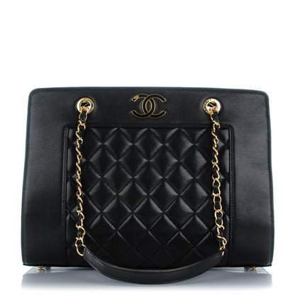 Chanel Sheepskin Quilted Mademoiselle Vintage Shopping Tote Black 1 of 7