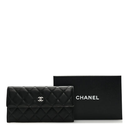 Chanel Lambskin Quilted Large Gusset Flap Wallet Black 8 of 8