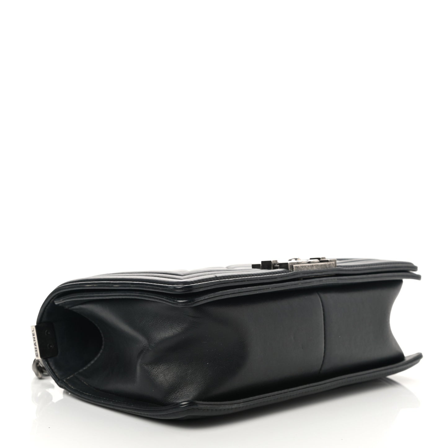 Calfskin Quilted Small Boy Flap Black