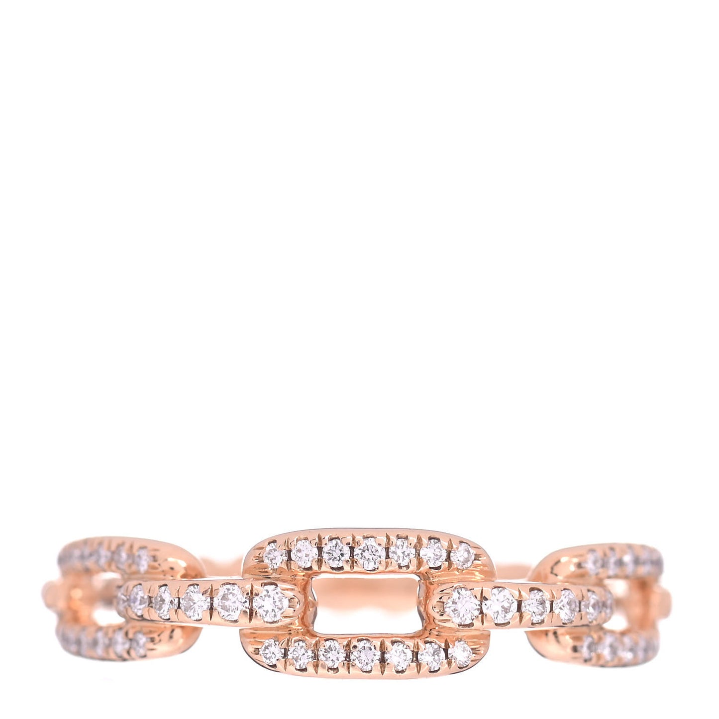 18K Rose Gold Diamond 4.5mm Stax Single Row Chain Link Ring 53 6.25