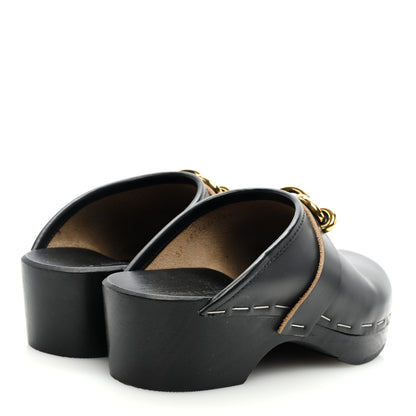 Saint Laurent Smooth Calfskin Le Maillon Clogs 36.5 Black 4 of 8