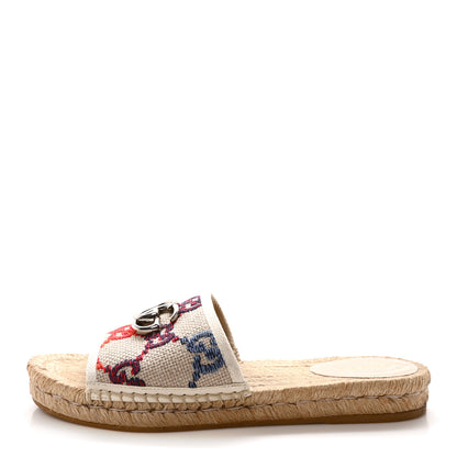 Gucci Linen Psychedelic Mini GG Espadrille Slide Sandals 37.5 Multicolor 1 of 9