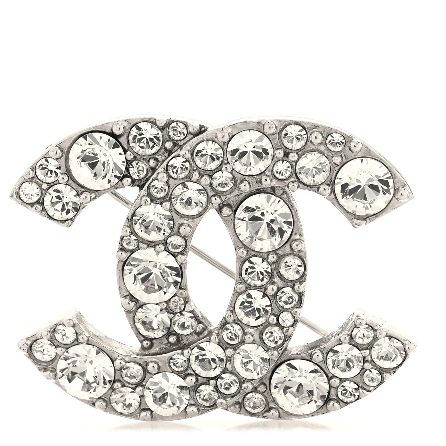 Crystal Large CC Brooch Silver